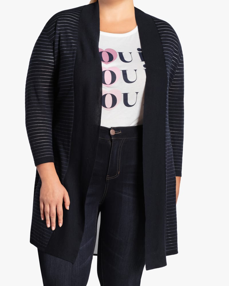 Plus size three quarter sleeve cardigans best sale